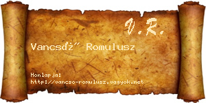 Vancsó Romulusz névjegykártya